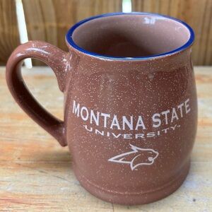 Montana State Bobcats M Ware Speckled Ceramic Coffee Mug with Blue Rim 15oz